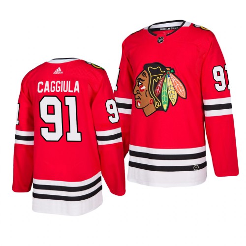 Chicago Chicago Blackhawks #91 Drake Caggiula 2019-20 Authentic Home Red Stitched Jersey Men's cheap jerseys for sale - CheapJerseys.Shop