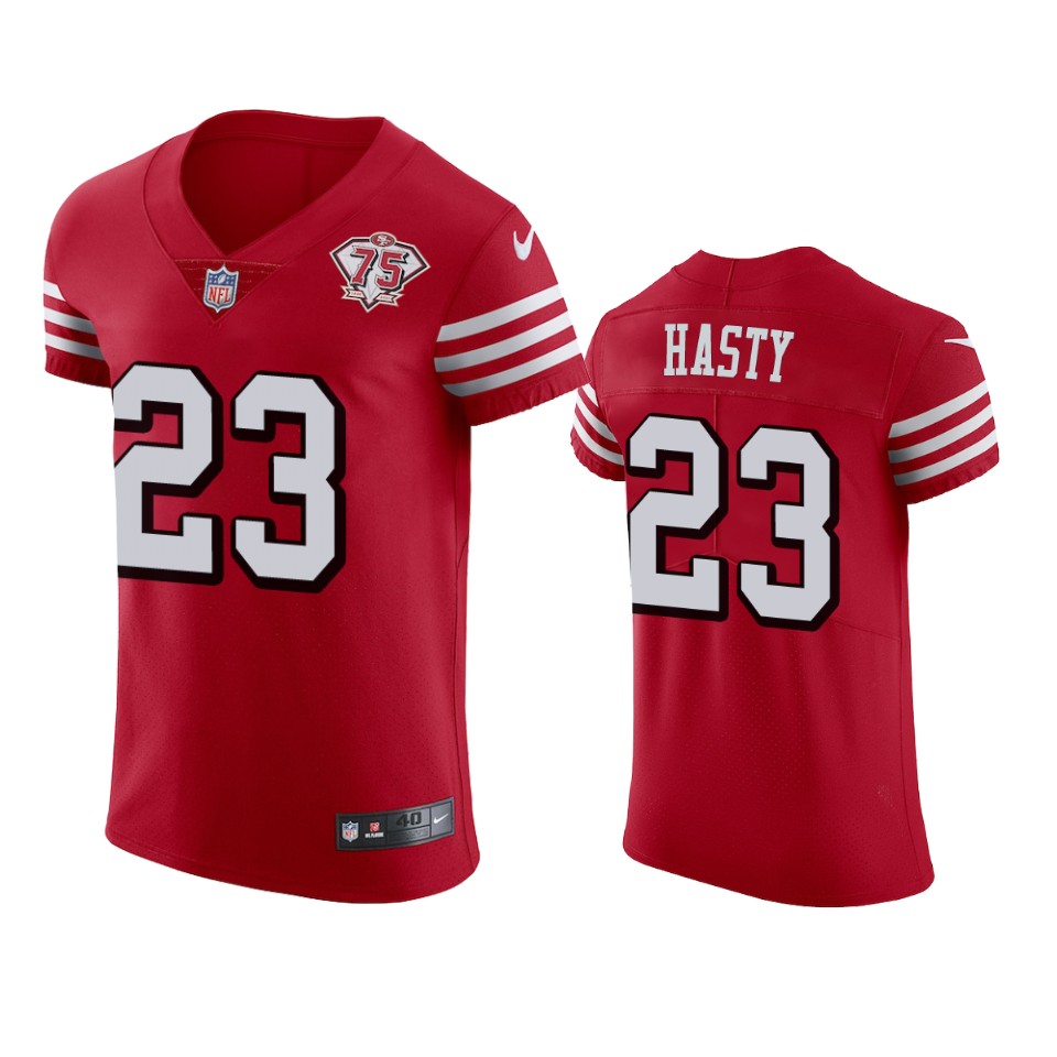 49ers #23 Jamycal Hasty Red Rush Men's 75th Anniversary Stitched Vapor Untouchable Elite Jersey cheap jerseys for sale - CheapJerseys.Shop