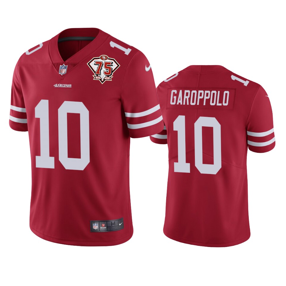 49ers #10 Jimmy Garoppolo Red Youth 75th Anniversary Stitched Vapor Untouchable Limited Jersey cheap jerseys for sale - CheapJerseys.Shop