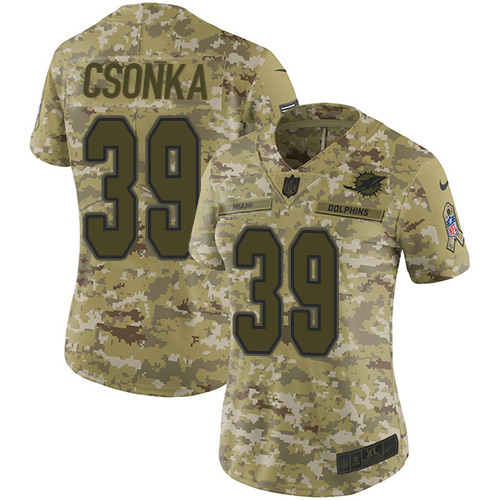Miami Dolphins #39 Larry Csonka Camo Women's Stitched Limited 2018 Salute to Service Jersey Womens cheap jerseys for sale - CheapJerseys.Shop
