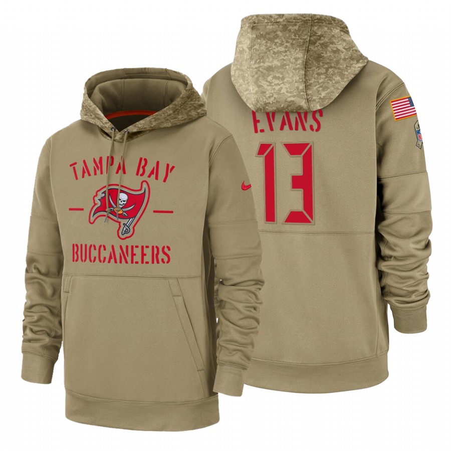 Tampa Bay Buccaneers #13 Mike Evans Tan 2019 Salute To Service Name & Number Sideline Therma Pullover Hoodie cheap jerseys for sale - CheapJerseys.Shop