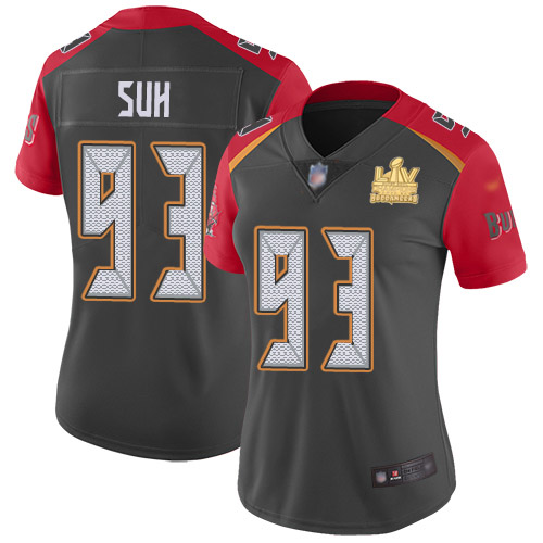 Tampa Bay Buccaneers #93 Ndamukong Suh Gray Women's Super Bowl LV Champions Patch Stitched Limited Inverted Legend Jersey Womens cheap jerseys for sale - CheapJerseys.Shop