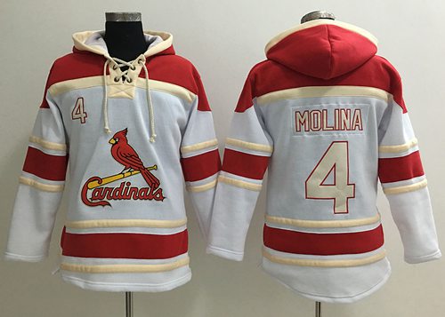 Cardinals #4 Yadier Molina White Sawyer Hooded Sweatshirt Hoodie cheap jerseys for sale - CheapJerseys.Shop