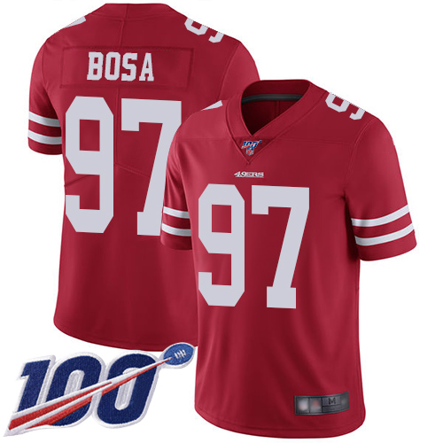49ers #97 Nick Bosa Red Team Color Youth Stitched 100th Season Vapor Limited Jersey cheap jerseys for sale - CheapJerseys.Shop