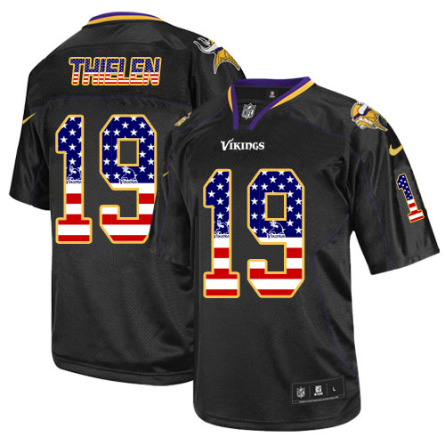 Vikings #19 Adam Thielen Black Men's Stitched Elite USA Flag Fashion Jersey cheap jerseys for sale - CheapJerseys.Shop