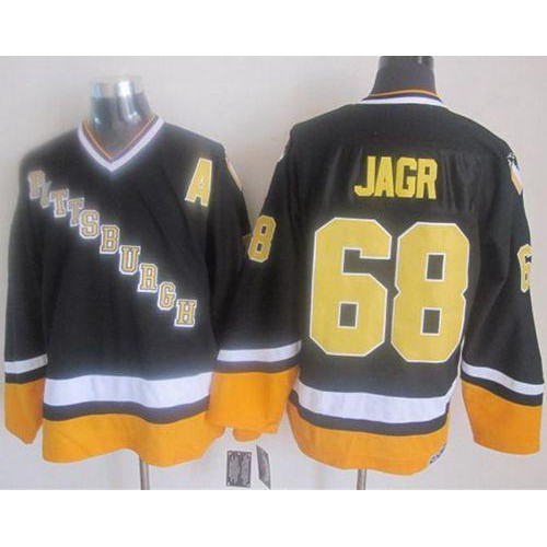Pittsburgh Penguins #68 Jaromir Jagr Black/Yellow CCM Throwback Stitched Jersey Men's cheap jerseys for sale - CheapJerseys.Shop