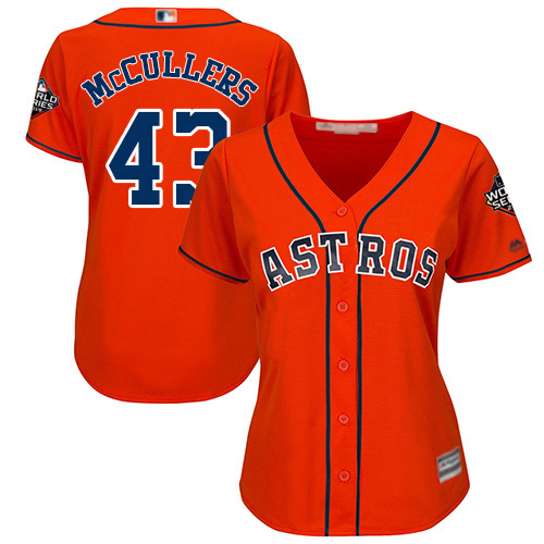 Houston Astros #43 Lance McCullers Orange Alternate 2019 World Series Bound Women's Stitched Jersey Womens cheap jerseys for sale - CheapJerseys.Shop