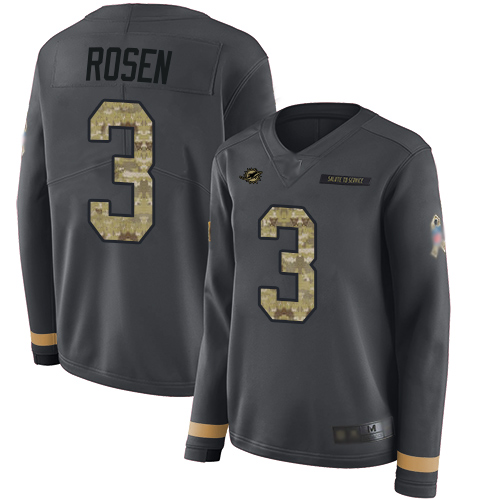 Miami Dolphins #3 Josh Rosen Anthracite Salute to Service Women's Stitched Limited Therma Long Sleeve Jersey Womens cheap jerseys for sale - CheapJerseys.Shop