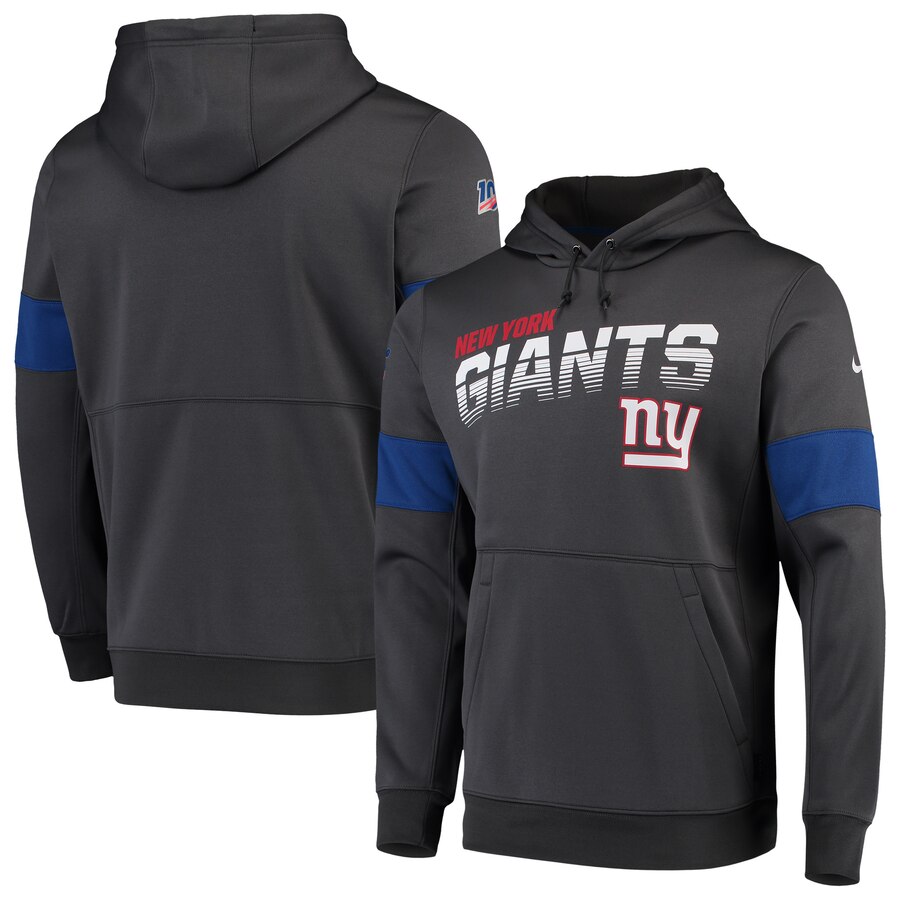 New York Giants Sideline Team Logo Performance Pullover Hoodie Anthracite cheap jerseys for sale - CheapJerseys.Shop