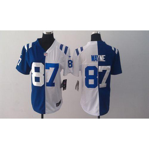 Indianapolis Colts #87 Reggie Wayne Royal Blue/White Women's Stitched Elite Split Jersey Womens cheap jerseys for sale - CheapJerseys.Shop