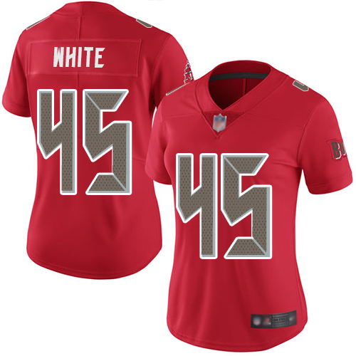 Buccaneers #45 Devin White Red Women's Stitched Limited Rush Jersey cheap jerseys for sale - CheapJerseys.Shop