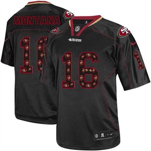 49ers #16 Joe Montana New Lights Out Black Men's Stitched Elite Jersey cheap jerseys for sale - CheapJerseys.Shop
