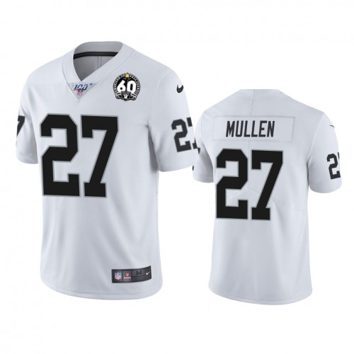Las Vegas Raiders #27 Trayvon Mullen White 60th Anniversary Vapor Limited Stitched 100th Season Jersey Men's cheap jerseys for sale - CheapJerseys.Shop