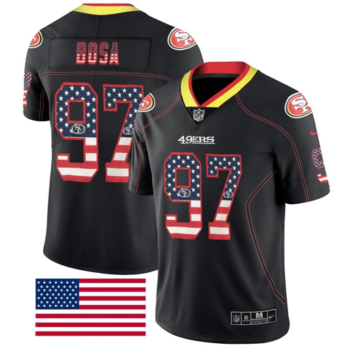 49ers #97 Nick Bosa Black Men's Stitched Limited Rush USA Flag Jersey cheap jerseys for sale - CheapJerseys.Shop