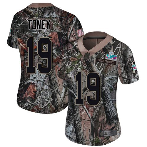 Chiefs #19 Kadarius Toney Camo Super Bowl LVII Patch Women's Stitched Limited Rush Realtree Jersey cheap jerseys for sale - CheapJerseys.Shop