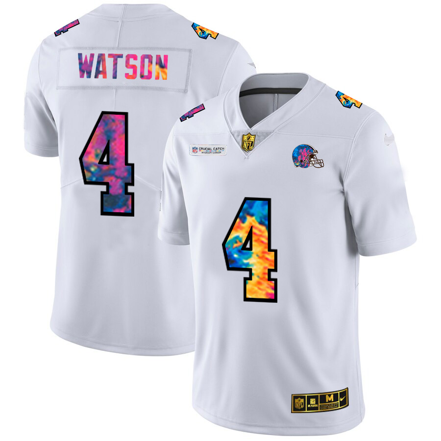 Cleveland Browns #4 Deshaun Watson Men's White Multi-Color 2020 Crucial Catch Limited Jersey cheap jerseys for sale - CheapJerseys.Shop
