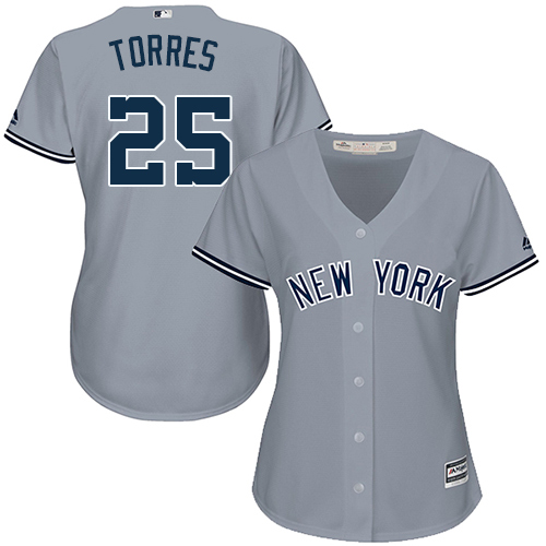 New York Yankees #25 Gleyber Torres Grey Road Women's Stitched Jersey Womens cheap jerseys for sale - CheapJerseys.Shop