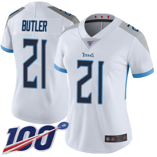 Tennessee Titans #21 Malcolm Butler White Women's Stitched 100th Season Vapor Limited Jersey Womens cheap jerseys for sale - CheapJerseys.Shop