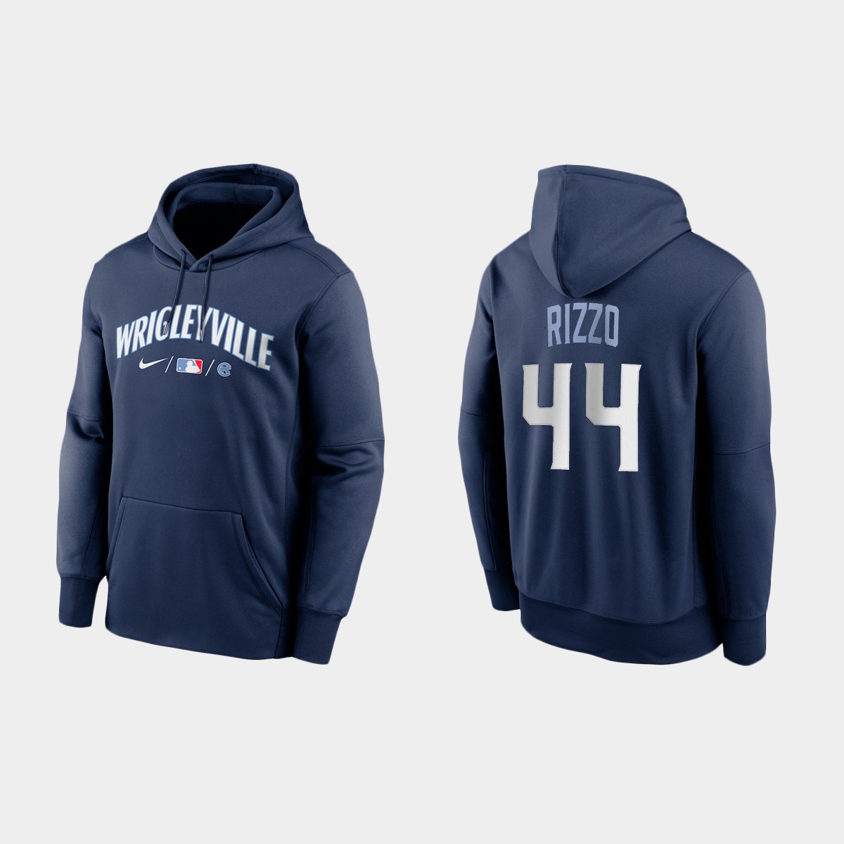 Chicago Cubs #44 Anthony Rizzo Men's 2021 City Connect Navy Therma Hoodie cheap jerseys for sale - CheapJerseys.Shop