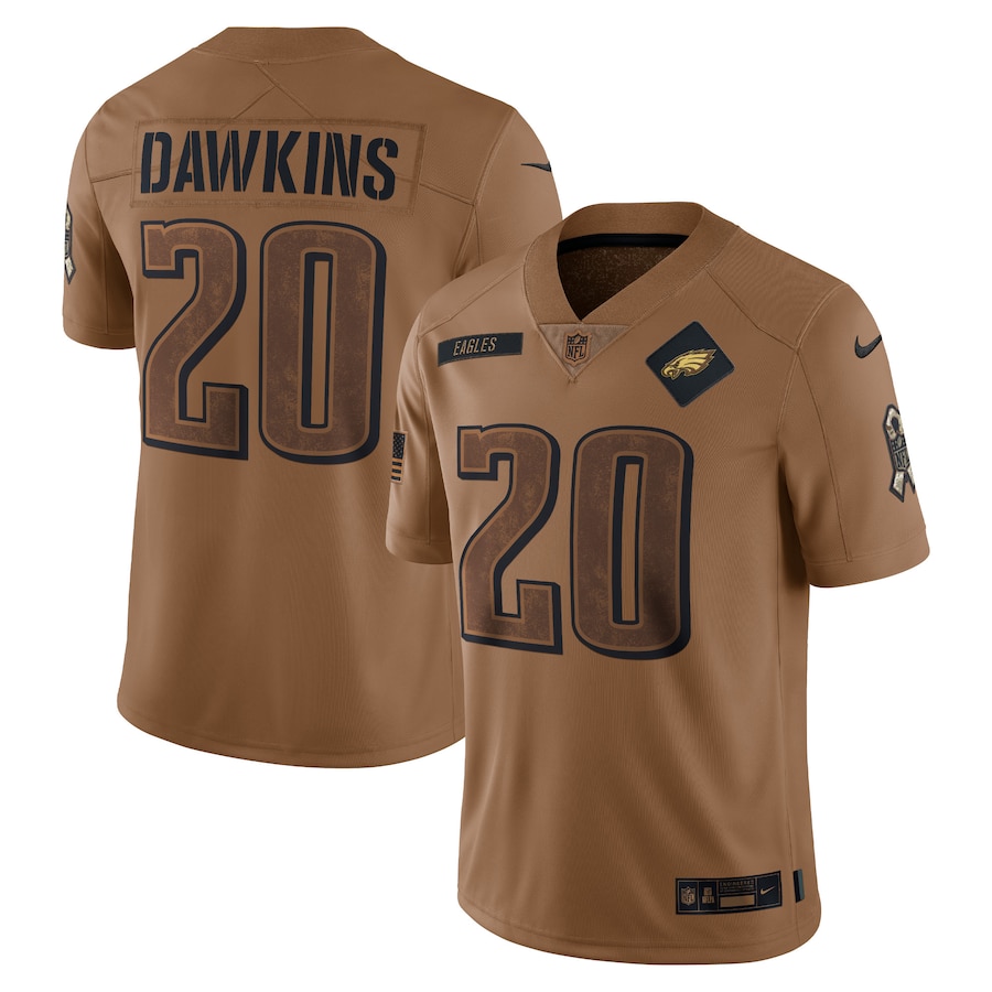 Philadelphia Eagles #20 Brian Dawkins 2023 Salute To Service Limited Jersey - Brown cheap jerseys for sale - CheapJerseys.Shop