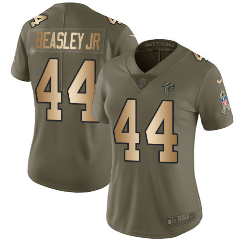 Atlanta Falcons #44 Vic Beasley Jr Olive/Gold Women's Stitched Limited 2017 Salute to Service Jersey Womens cheap jerseys for sale - CheapJerseys.Shop
