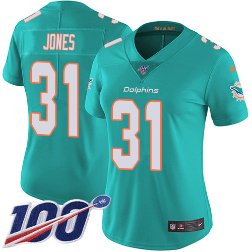 Miami Dolphins #31 Byron Jones Aqua Green Team Color Women's Stitched 100th Season Vapor Untouchable Limited Jersey Womens cheap jerseys for sale - CheapJerseys.Shop