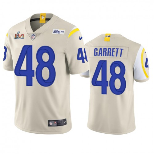 Los Angeles Los Angeles Rams #48 Chris Garrett Men's Super Bowl LVI Patch Vapor Limited Jersey - Bone Men's cheap jerseys for sale - CheapJerseys.Shop