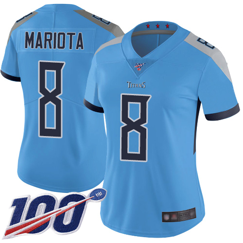 Tennessee Titans #8 Marcus Mariota Light Blue Alternate Women's Stitched 100th Season Vapor Limited Jersey Womens cheap jerseys for sale - CheapJerseys.Shop