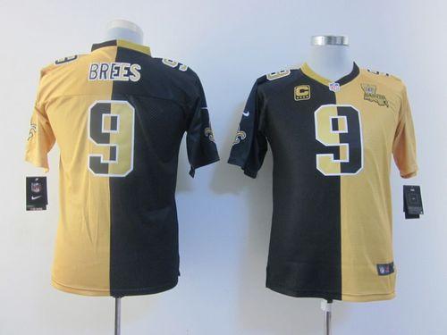 Saints #9 Drew Brees Black/Gold Youth Stitched Elite Split Jersey cheap jerseys for sale - CheapJerseys.Shop