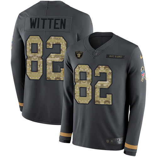 Las Vegas Raiders #82 Jason Witten Anthracite Salute to Service Men's Stitched Limited Therma Long Sleeve Jersey Men's cheap jerseys for sale - CheapJerseys.Shop