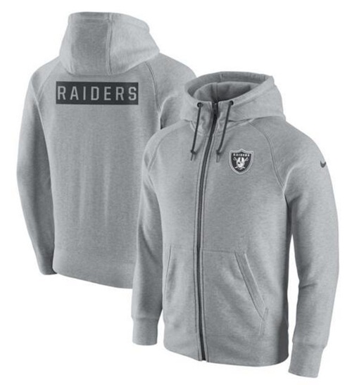 Men's Las Vegas Raiders Ash Gridiron Gray 2.0 Full-Zip Hoodie cheap jerseys for sale - CheapJerseys.Shop