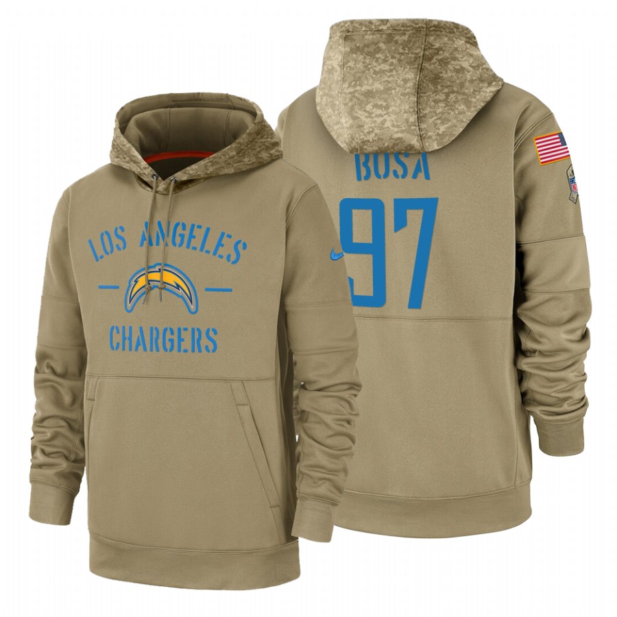 Los Angeles Chargers #97 Joey Bosa Tan 2019 Salute To Service Name & Number Sideline Therma Pullover Hoodie cheap jerseys for sale - CheapJerseys.Shop