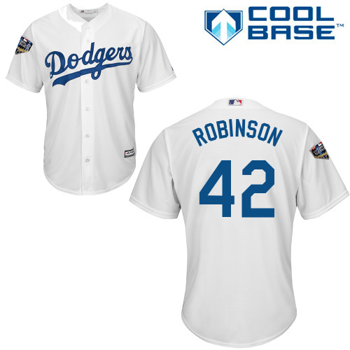 Los Angeles Dodgers #42 Jackie Robinson White Cool Base 2018 World Series Stitched Youth Jersey Youth cheap jerseys for sale - CheapJerseys.Shop