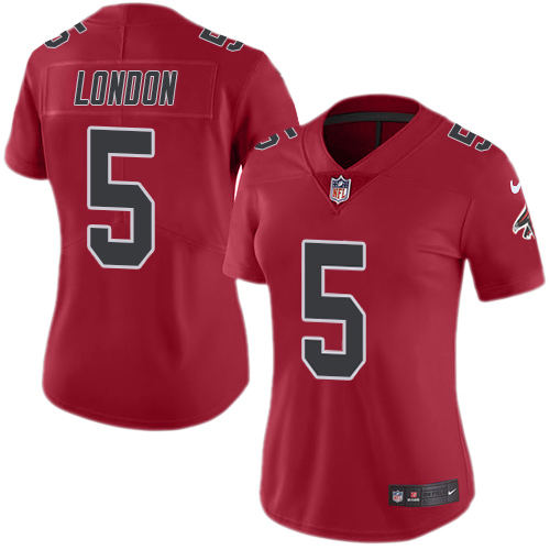 Falcons #5 Drake London Red Stitched Women's Limited Rush Jersey cheap jerseys for sale - CheapJerseys.Shop