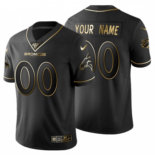 Denver Broncos Custom Men's Black Golden Limited 100 Jersey cheap jerseys for sale - CheapJerseys.Shop