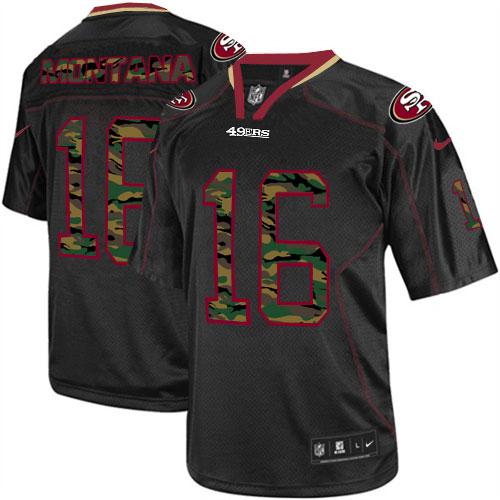 49ers #16 Joe Montana Black Men's Stitched Elite Camo Fashion Jersey cheap jerseys for sale - CheapJerseys.Shop