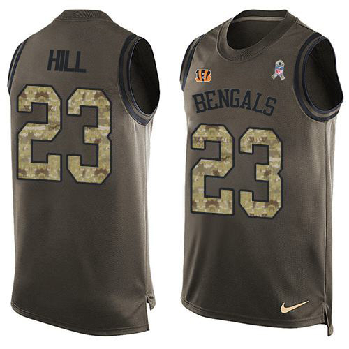 Bengals #23 Daxton Hill Green Men's Stitched Limited Salute To Service Tank Top Jersey cheap jerseys for sale - CheapJerseys.Shop