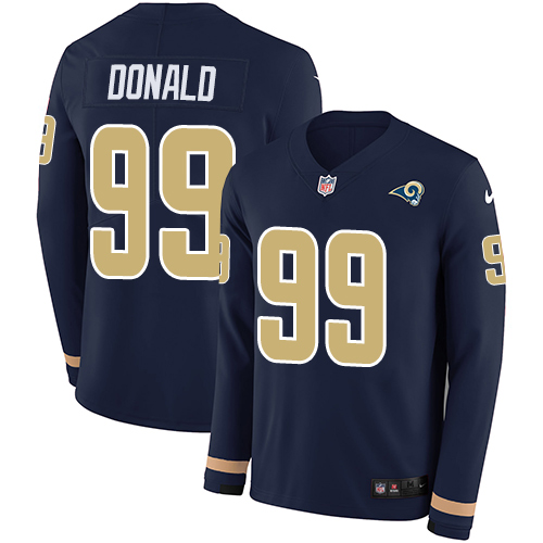 Rams #99 Aaron Donald Navy Blue Team Color Men's Stitched Limited Therma Long Sleeve Jersey cheap jerseys for sale - CheapJerseys.Shop