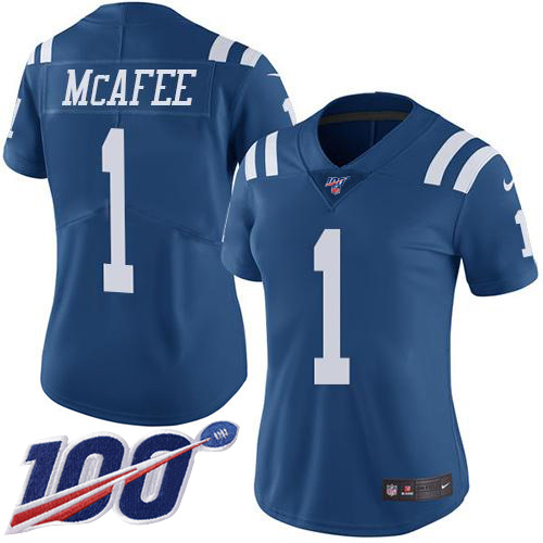 Colts #1 Parris Campbell Royal Blue Women's Stitched Limited Rush 100th Season Jersey cheap jerseys for sale - CheapJerseys.Shop