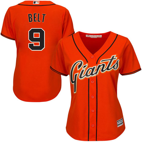 San Francisco Giants #9 Brandon Belt Orange Alternate Women's Stitched Jersey Womens cheap jerseys for sale - CheapJerseys.Shop