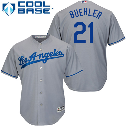 Los Angeles Dodgers #21 Walker Buehler Grey New Cool Base Stitched Jersey Men's cheap jerseys for sale - CheapJerseys.Shop