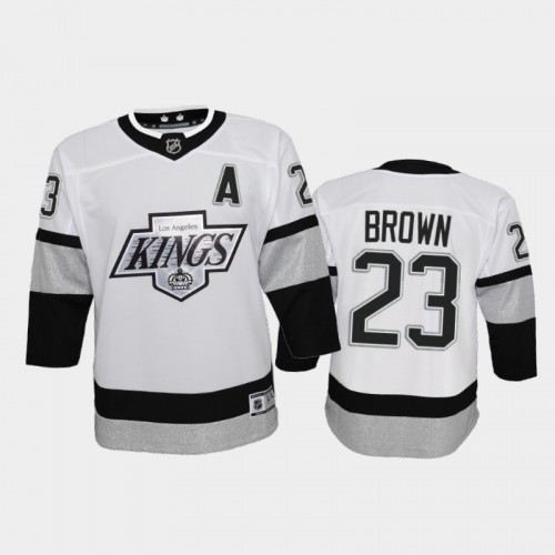 Los Angeles Kings #23 Dustin Brown Youth 2021-22 Alternate Game Jersey - White Youth cheap jerseys for sale - CheapJerseys.Shop