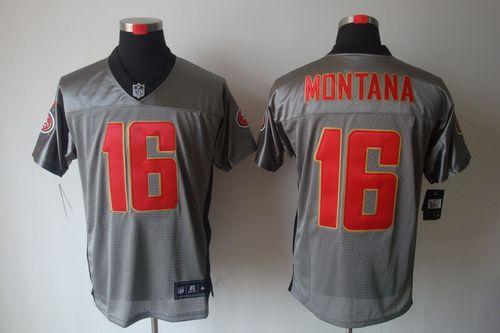 49ers #16 Joe Montana Grey Shadow Men's Stitched Elite Jersey cheap jerseys for sale - CheapJerseys.Shop