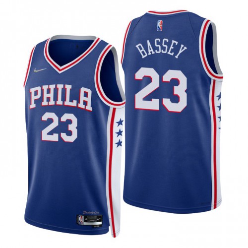 Philadelphia 76ers #23 Charles Bassey Royal Mens 2021-22 75th Anniversary Diamond Swingman Jersey - Icon Edition Mens cheap jerseys for sale - CheapJerseys.Shop