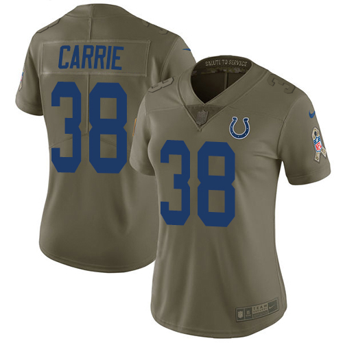 Indianapolis Colts #38 T.J. Carrie Olive Women's Stitched Limited 2017 Salute To Service Jersey Womens cheap jerseys for sale - CheapJerseys.Shop