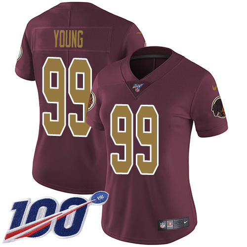 Commanders #99 Chase Young Burgundy Red Alternate Women's Stitched 100th Season Vapor Untouchable Limited Jersey cheap jerseys for sale - CheapJerseys.Shop