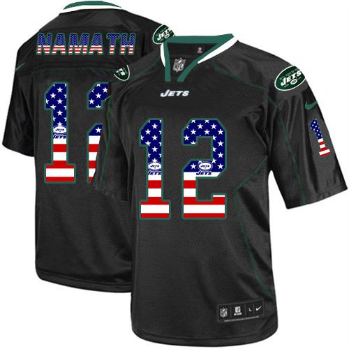 Jets #12 Joe Namath Black Men's Stitched Elite USA Flag Fashion Jersey cheap jerseys for sale - CheapJerseys.Shop