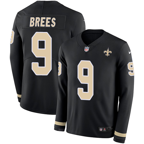 Saints #9 Drew Brees Black Team Color Youth Stitched Limited Therma Long Sleeve Jersey cheap jerseys for sale - CheapJerseys.Shop