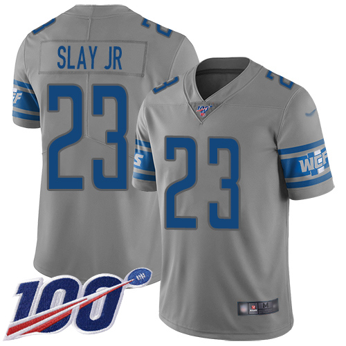 Detroit Lions #23 Darius Slay Jr Gray Men's Stitched Limited Inverted Legend 100th Season Jersey Men's cheap jerseys for sale - CheapJerseys.Shop