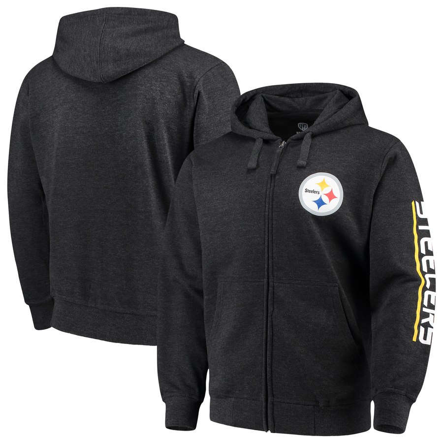 Pittsburgh Steelers G-III Sports By Carl Banks Post Route Full-Zip Hoodie Charcoal cheap jerseys for sale - CheapJerseys.Shop